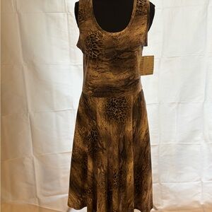 LuLaRoe Nicki Brown Animal Print Midi Dress